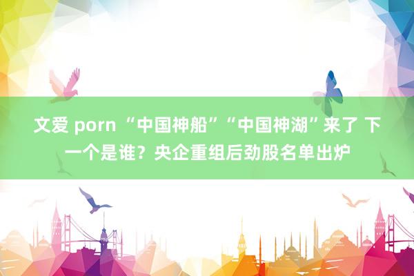 文爱 porn “中国神船”“中国神湖”来了 下一个是谁？央企重组后劲股名单出炉