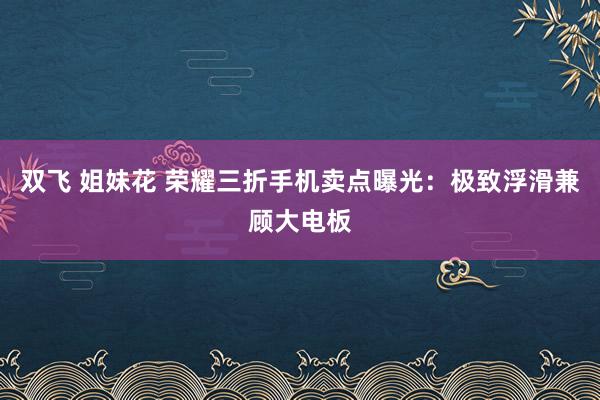 双飞 姐妹花 荣耀三折手机卖点曝光：极致浮滑兼顾大电板