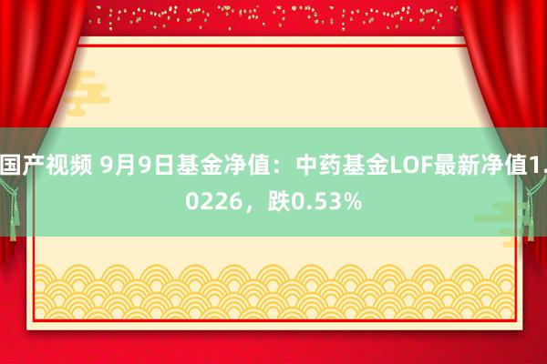 国产视频 9月9日基金净值：中药基金LOF最新净值1.0226，跌0.53%