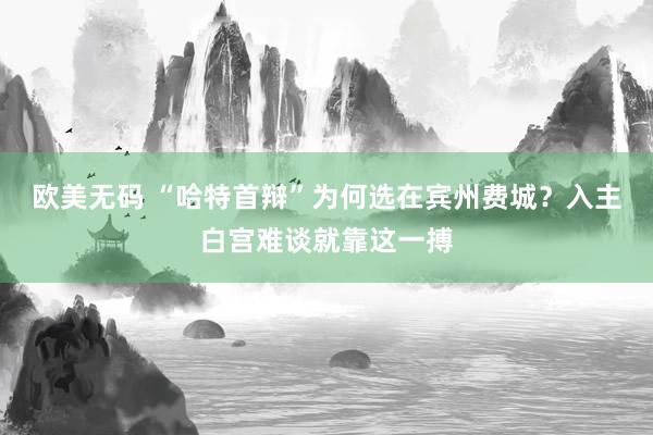 欧美无码 “哈特首辩”为何选在宾州费城？入主白宫难谈就靠这一搏