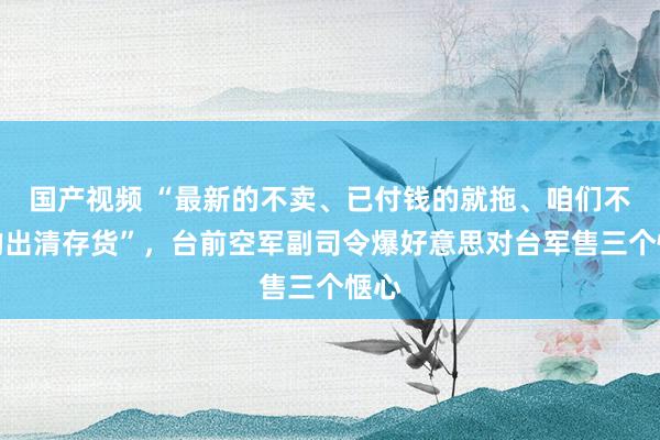 国产视频 “最新的不卖、已付钱的就拖、咱们不要的出清存货”，台前空军副司令爆好意思对台军售三个惬心