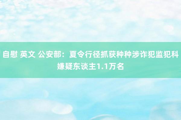 自慰 英文 公安部：夏令行径抓获种种涉诈犯监犯科嫌疑东谈主1.1万名