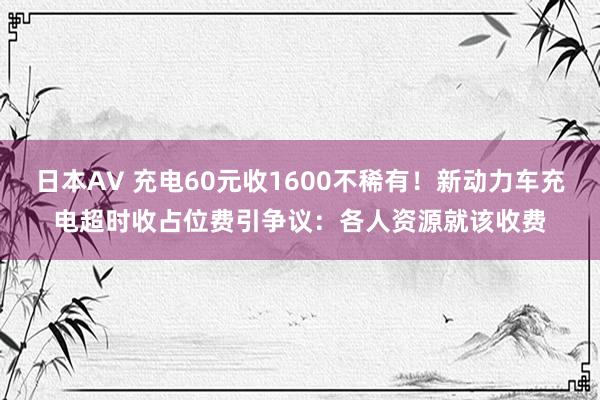 日本AV 充电60元收1600不稀有！新动力车充电超时收占位费引争议：各人资源就该收费