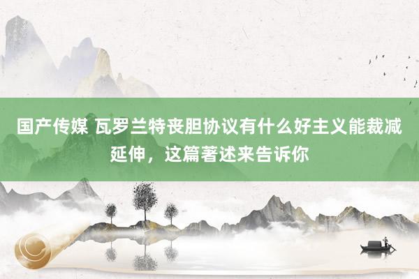 国产传媒 瓦罗兰特丧胆协议有什么好主义能裁减延伸，这篇著述来告诉你