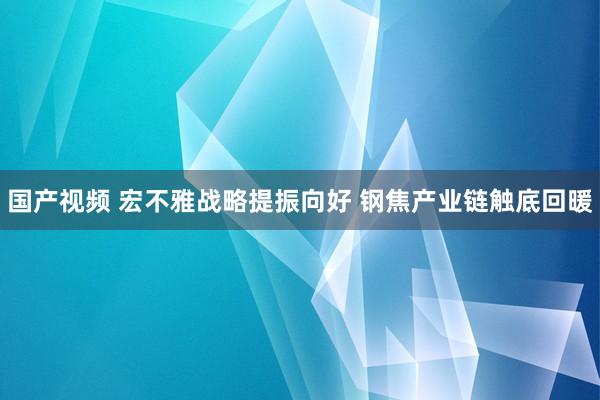 国产视频 宏不雅战略提振向好 钢焦产业链触底回暖