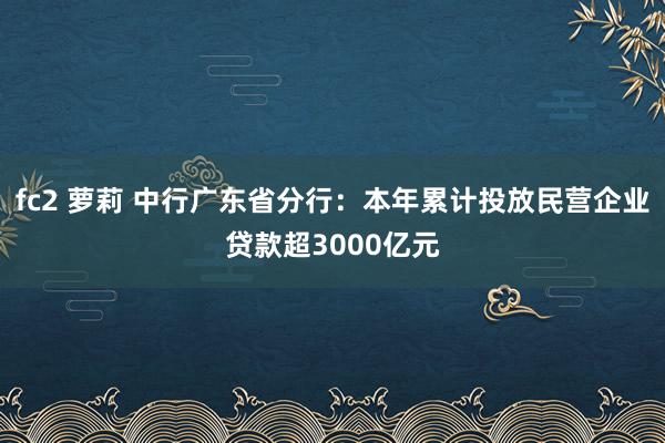 fc2 萝莉 中行广东省分行：本年累计投放民营企业贷款超3000亿元