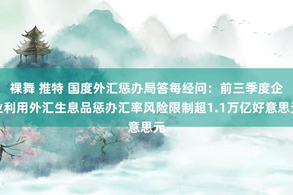 裸舞 推特 国度外汇惩办局答每经问：前三季度企业利用外汇生息品惩办汇率风险限制超1.1万亿好意思元