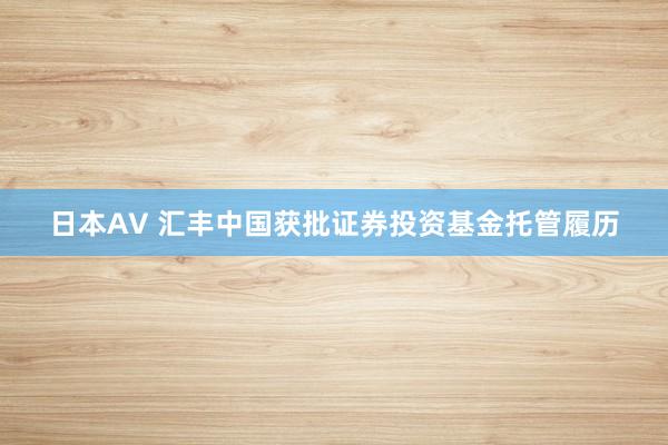 日本AV 汇丰中国获批证券投资基金托管履历