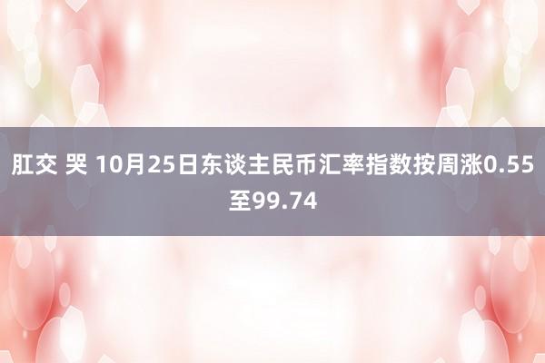 肛交 哭 10月25日东谈主民币汇率指数按周涨0.55至99.74