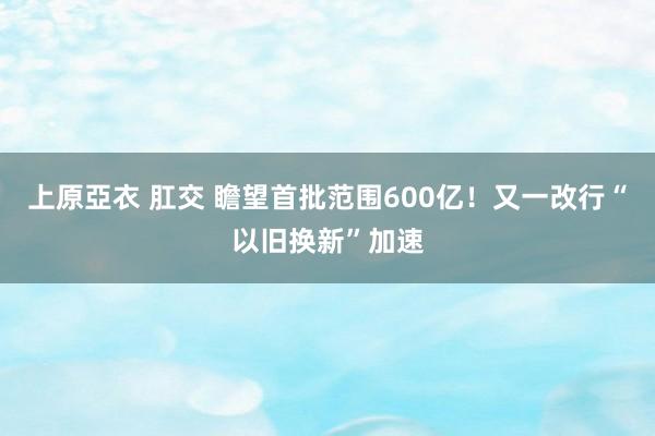 上原亞衣 肛交 瞻望首批范围600亿！又一改行“以旧换新”加速