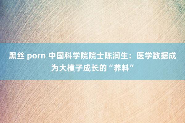 黑丝 porn 中国科学院院士陈润生：医学数据成为大模子成长的“养料”