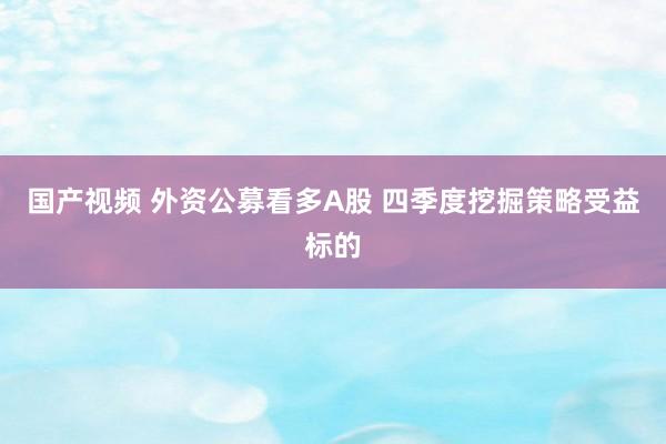 国产视频 外资公募看多A股 四季度挖掘策略受益标的