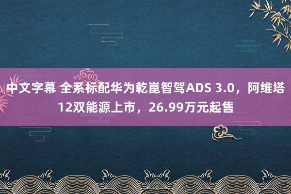 中文字幕 全系标配华为乾崑智驾ADS 3.0，阿维塔12双能源上市，26.99万元起售