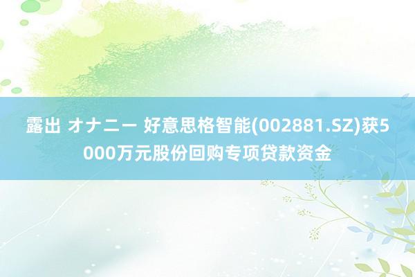 露出 オナニー 好意思格智能(002881.SZ)获5000万元股份回购专项贷款资金