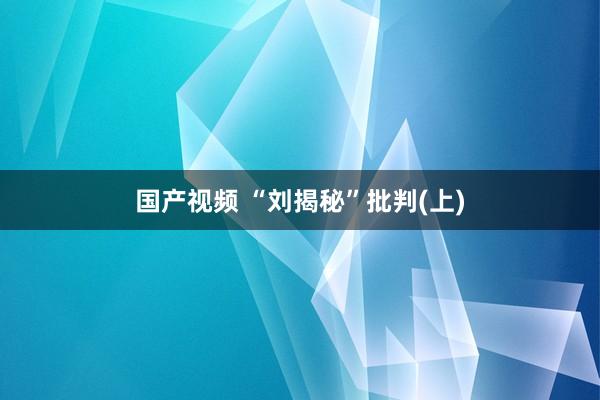 国产视频 “刘揭秘”批判(上)