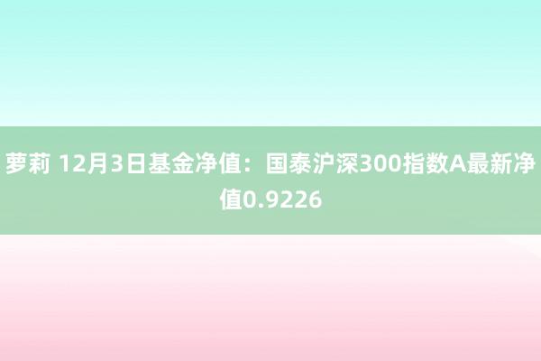 萝莉 12月3日基金净值：国泰沪深300指数A最新净值0.9226