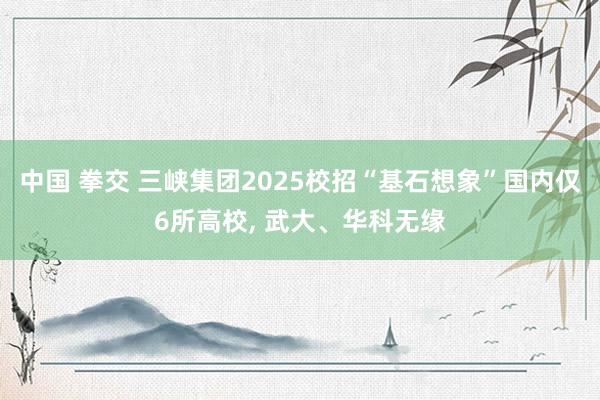 中国 拳交 三峡集团2025校招“基石想象”国内仅6所高校， 武大、华科无缘