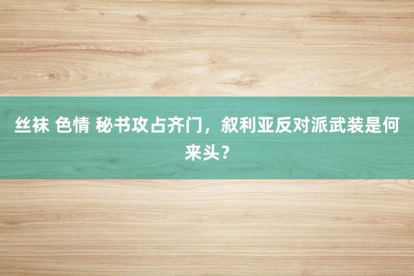 丝袜 色情 秘书攻占齐门，叙利亚反对派武装是何来头？