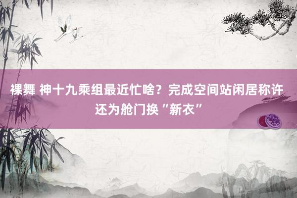 裸舞 神十九乘组最近忙啥？完成空间站闲居称许 还为舱门换“新衣”